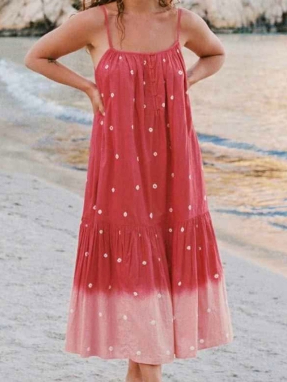 Christy Dawn Acacia Dress Wine Shibori Ombre Organic Cotton Pockets Small Rare